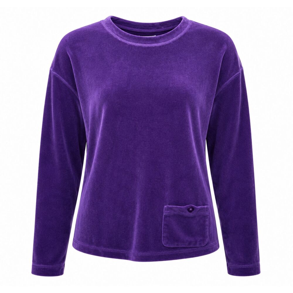 Appleseed's Purple Velour Pocket Sweatshirt Women's Large Long Sleeve